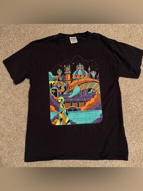 Jon Bellion Tour Graphic Black Tee with Colorful Fantasy Print